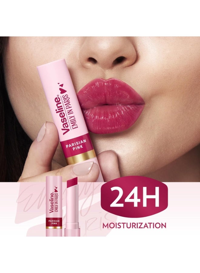 Vaseline Parisian Pink | Emily in Paris Limited Edition | Pink Tinted Lip Balm Stick, 24H Moisturization, 3g - Image 3